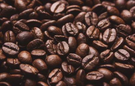 background of close up coffee beansの写真素材