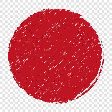 red round brush painted ink stamp circle banner on transparent backgroundのイラスト素材