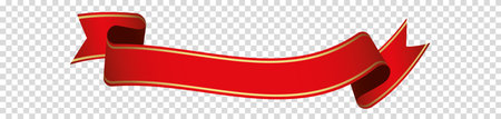 red vintage ribbon banner label on transparent backgroundのイラスト素材
