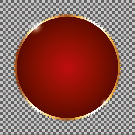 red round banner with gold metal frame on transparent backgroundのイラスト素材