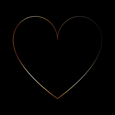 gold heart metal frame on blackbackgroundのイラスト素材