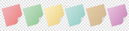 set of paper banner stickers on transparent backgroundのイラスト素材