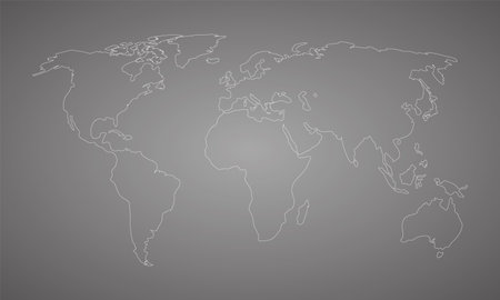 world map white outline on gray backgroundのイラスト素材