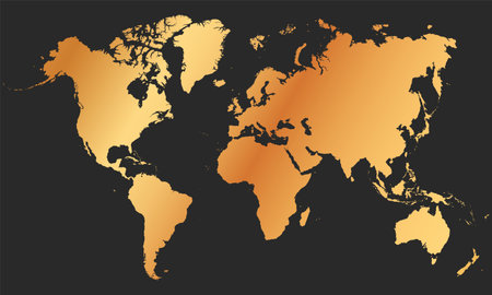gold map of world on dark backgroundのイラスト素材