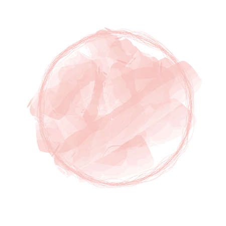 pink round watercolor banner with gold frame isolated on white backgroundのイラスト素材