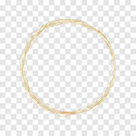 gold round brush painted ink stamp circle banner on transparent backgroundのイラスト素材