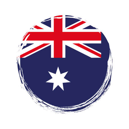 round brush painted banner with Australia flag on white backgroundのイラスト素材