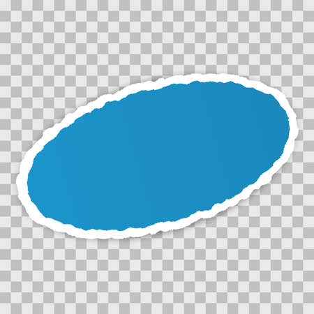 vector blue oval round torn paper banner with ripped edges with space for your text on transparent backgroundのイラスト素材