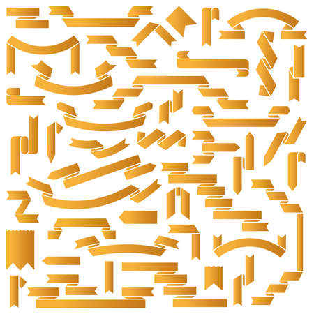 gold vintage ribbon banner label on white backgroundのイラスト素材
