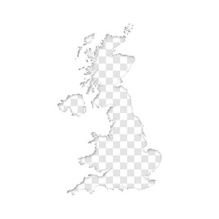 transparent silhouette of United Kingdom map with shadowのイラスト素材