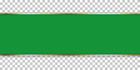 green ribbon banner with gold frame on transparent backgroundのイラスト素材