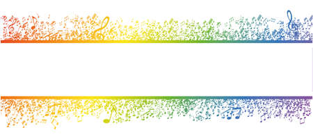 rainbow vector sheet music - musical notes melody on white backgroundのイラスト素材