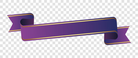 violet vintage ribbon banner label on transparent backgroundのイラスト素材