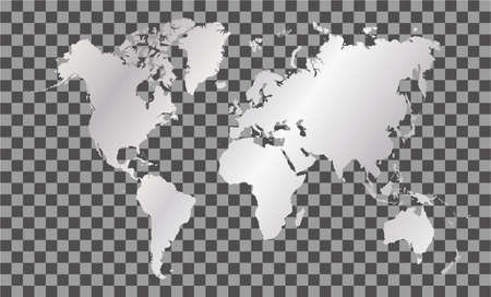 silver world map on transparent backgroundのイラスト素材