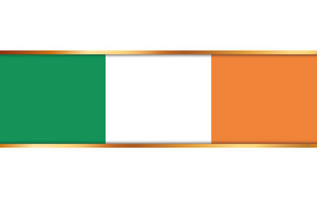 gold ribbon banner with flag of Ireland on white backgroundのイラスト素材
