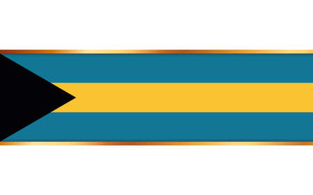 gold ribbon banner with flag of Bahamas on white backgroundのイラスト素材