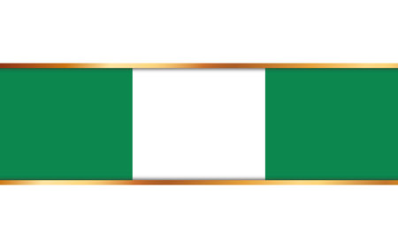 gold ribbon banner with flag of Nigeria on white backgroundのイラスト素材