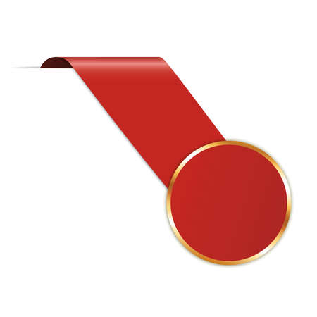 red corner ribbon banner on white backgroundのイラスト素材