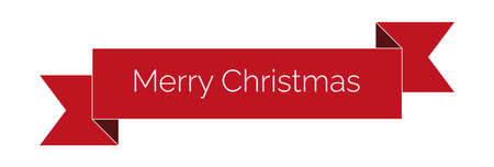 Merry Christmas - red vintage ribbon banner labelのイラスト素材