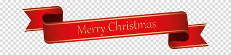 Merry Christmas - red vintage ribbon banner labelのイラスト素材