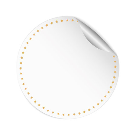 white round sticker vector banner with stars frame on white backgroundのイラスト素材