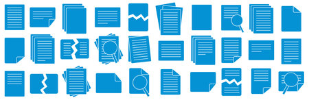 vector icon set of document papers on white backgroundのイラスト素材