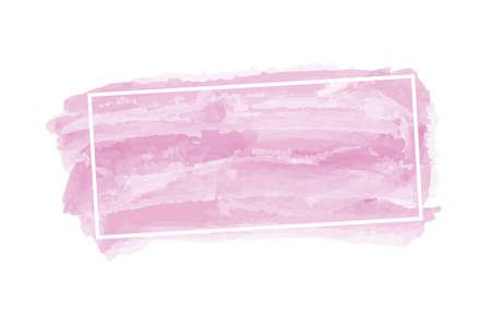 pink watercolor banner with white frame isolated on white background - vector design elementのイラスト素材