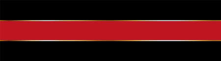 red colored ribbon banner with gold frame on black backgroundのイラスト素材