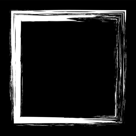 white colored vector brush painted ink stamp banner frame on dark backgroundのイラスト素材