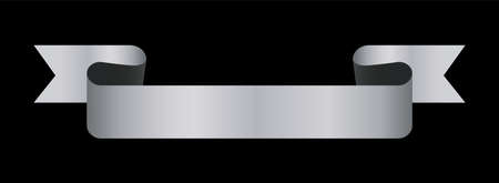 silver colored vintage ribbon banner label on dark backgroundのイラスト素材