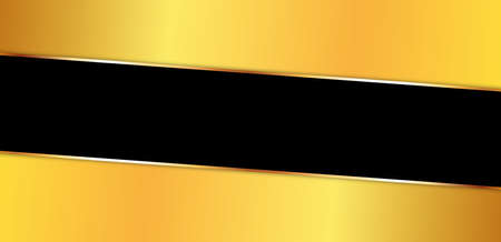 black colored ribbon banner with gold frame on gold colored backgroundのイラスト素材