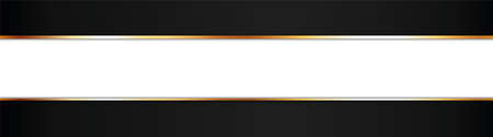 white colored ribbon banner with gold frame on black backgroundのイラスト素材