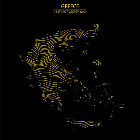 abstract map of Greece - vector illustration of striped gold colored mapのイラスト素材