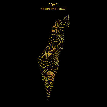 abstract map of Israel - vector illustration of striped gold colored mapのイラスト素材