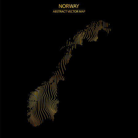 abstract map of Norway - vector illustration of striped gold colored mapのイラスト素材