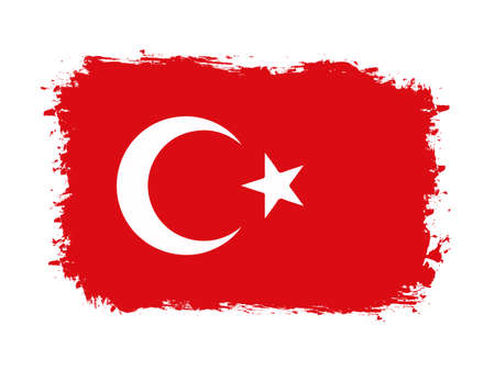 flag of Turkey on brush painted grunge banner - vector illustrationのイラスト素材