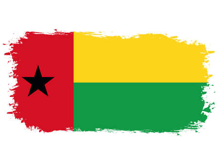 flag of Guinea-Bissau on brush painted grunge banner - vector illustrationのイラスト素材