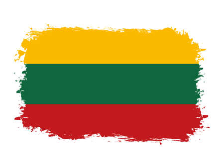 Flag of Lithuania on brush painted grunge banner - vector illustrationのイラスト素材
