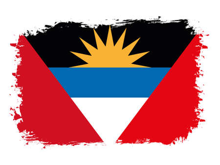 flag of Antigua and Barbuda on brush painted grunge banner - vector illustrationのイラスト素材