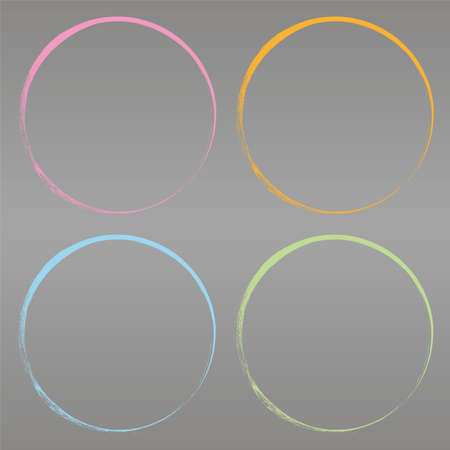 vector round brush painted ink stamp banner frames on gray backgroundのイラスト素材
