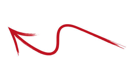 brush painted red colored arrow icon on white background - vector illustration