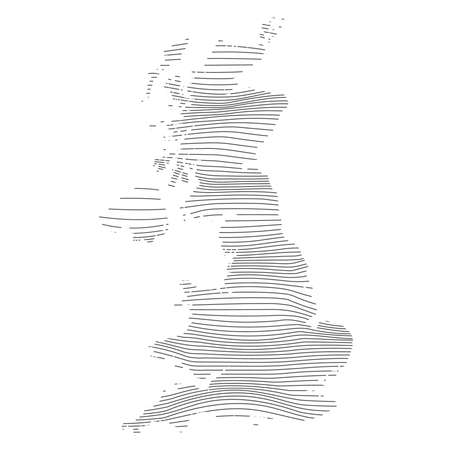abstract map of UK - vector illustration of striped mapのイラスト素材
