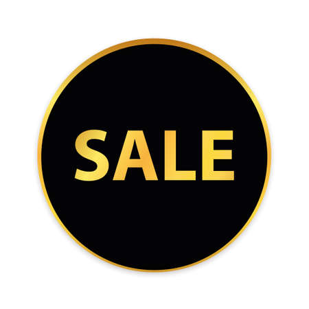 SALE - black colored round banner with metal gold frame on white backgroundのイラスト素材