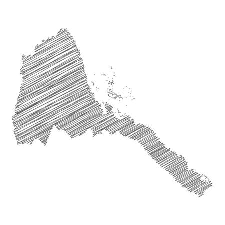 Vector illustration of scribble drawing map of Eritreaのイラスト素材