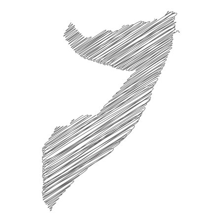 Vector illustration of scribble drawing map of Somaliaのイラスト素材