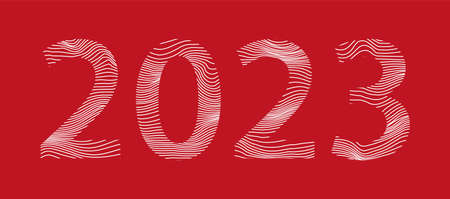 2023 new year - red colored striped banner - vector illustration