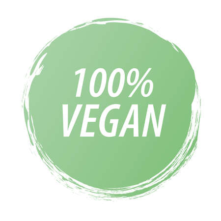 100% VEGAN - green colored vector brush painted banner frame on white backgroundのイラスト素材