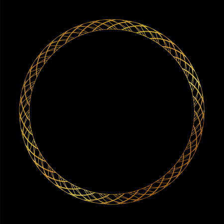 round vector frame - gold colored circle banner on black backgroundのイラスト素材