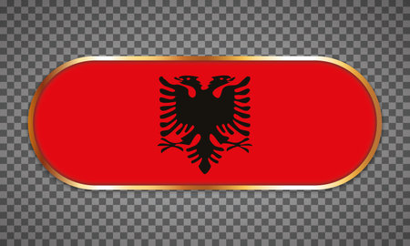 Vector illustration of web button banner with country flag of Albaniaのイラスト素材
