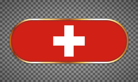 Vector illustration of web button banner with country flag of Switzerlandのイラスト素材